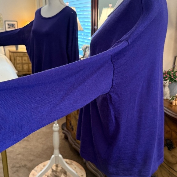 Eileen Fisher Rich Purple/Blue 100% Merino Wool Knit Top - Picture 5 of 10